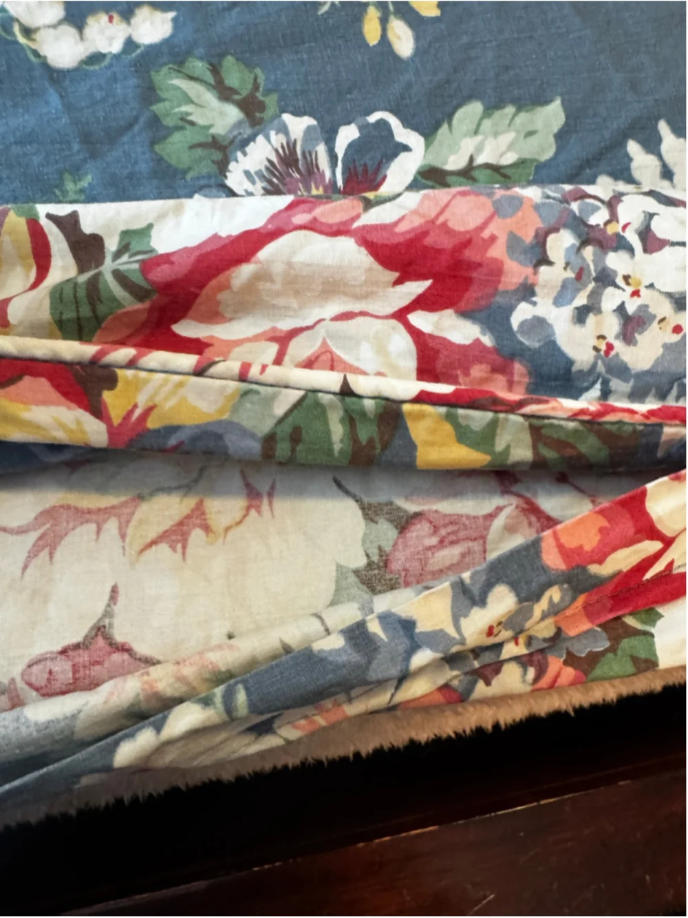 Vintage Ralph Lauren Kimberly King Duvet Cover Blue Floral Cotton Made USA